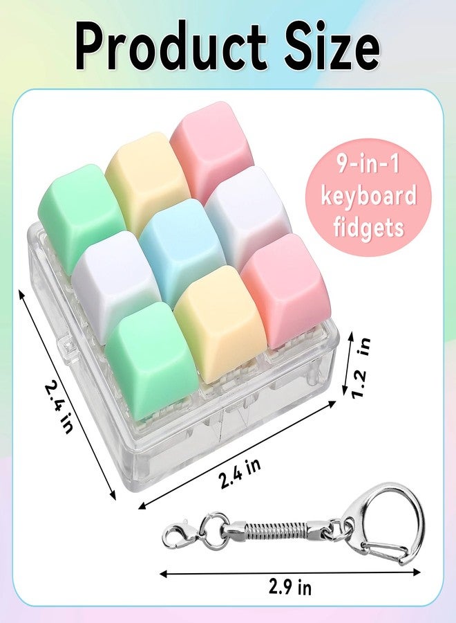 DEARIDAP Keyboard Fidget, 9-in-1 Keyboard Keychain Push Bubble Sensory Fidget Keychains, Anxiety and Stress Relief Gifts for Adults Friends (Rainbow Colors) - Image 2